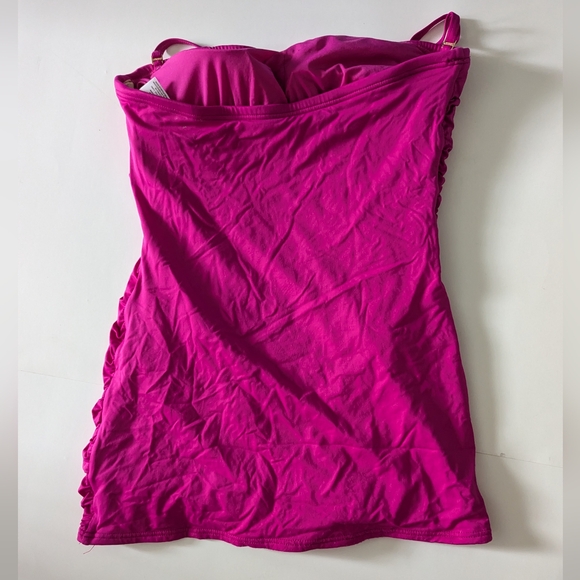 DKNY Fuschia Pink Ruched Retro-style Swimdress - Picture 4 of 6